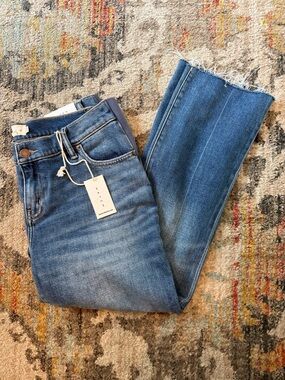 NWT Hatch Maternity Crop Kick Flare Jeans Size 28 Under Belly Raw Hem $198